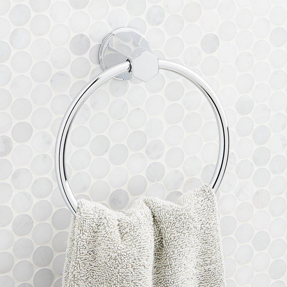 Signature Hardware Elita Round Closed Towel Ring in Chrome