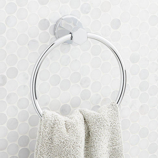 Signature Hardware Elita Round Closed Towel Ring in Chrome