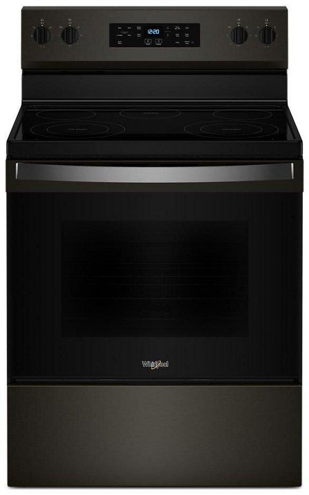 30 in. 5-Burner Electric Freestanding Range with Steam Clean in Black Stainless