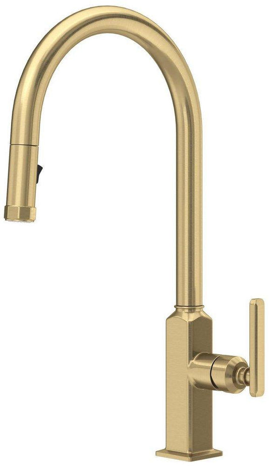 ROHL® Apothecary Single Handle Pull Down Kitchen Faucet in Antique Gold