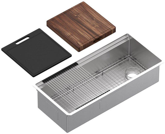 ROHL® Culinario 40 in. Dual Mount Stainless Steel Single Bowl Workstation Kitchen Sink