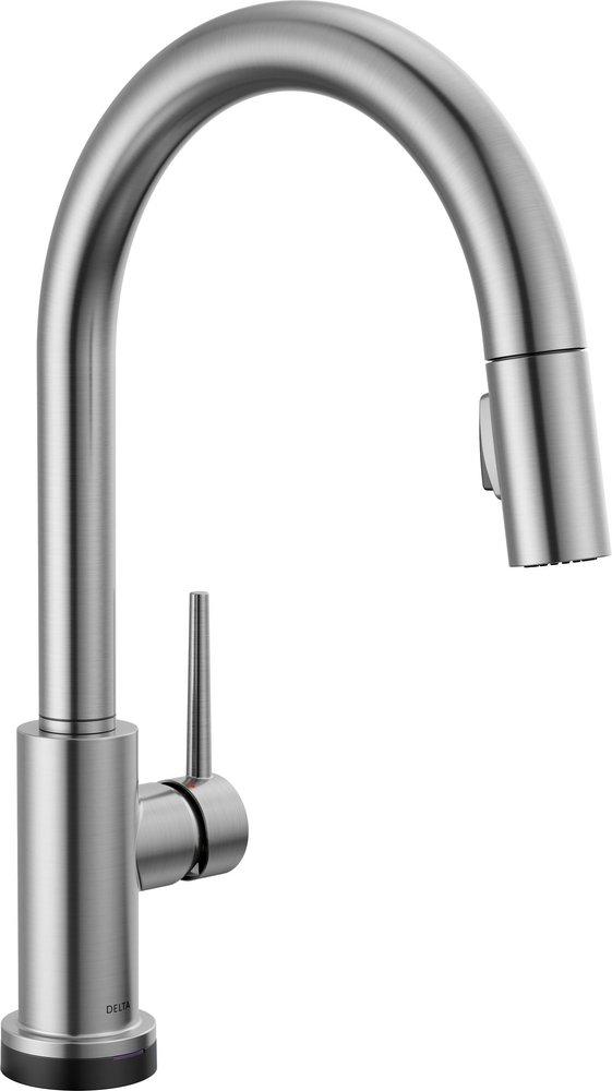 Delta Faucet Trinsic Single Handle Pull Down Kitchen Faucet with Touchless or Touch Activation in Arctic Stainless