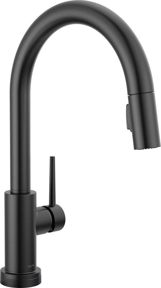 Delta Faucet Trinsic Single Handle Pull Down Touchless Kitchen Faucet with Touch and Voice Activation in Matte Black