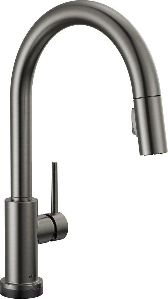 Delta Faucet Trinsic Single Handle Pull Down Kitchen Faucet with Touch and Voice Activation in Black Stainless