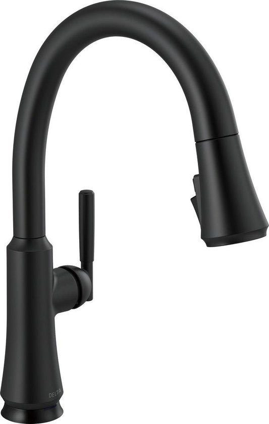 Delta Faucet Coranto™ Single Handle Pull Down Touchless Kitchen Faucet with Touch and Voice Activation in Matte Black