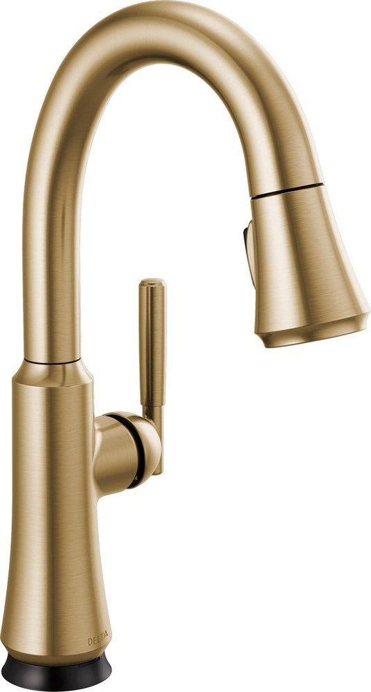 Delta Faucet Coranto™ Single Handle Pull Down Bar Faucet with Touch2O® Technology in Champagne Bronze