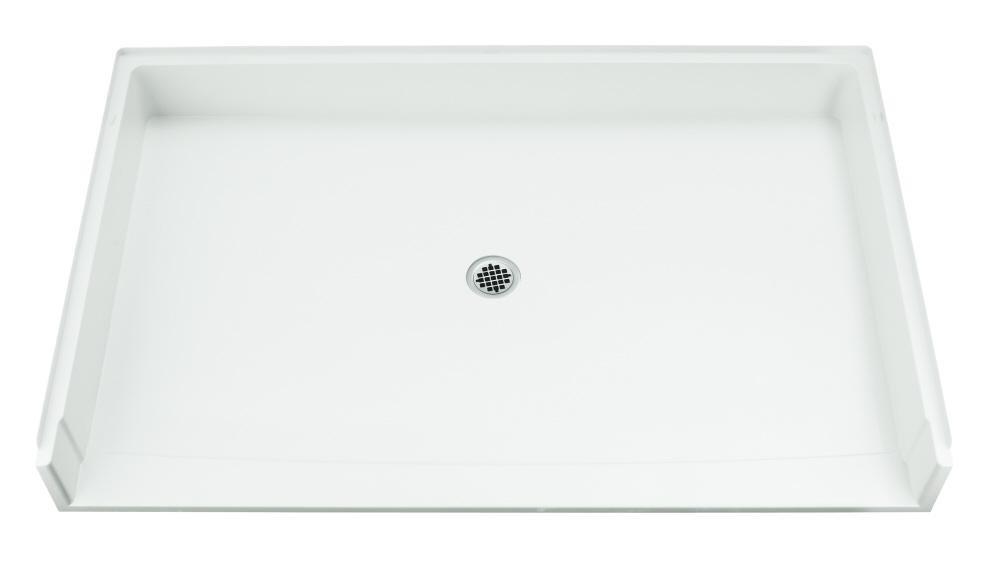 63 x 39-3/8 in. Vikrell® Roll-in Shower Base with Center Drain in White
