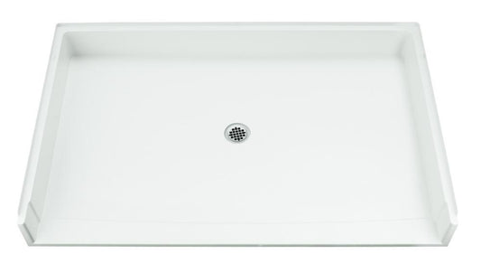 63 x 39-3/8 in. Vikrell® Roll-in Shower Base with Center Drain in White