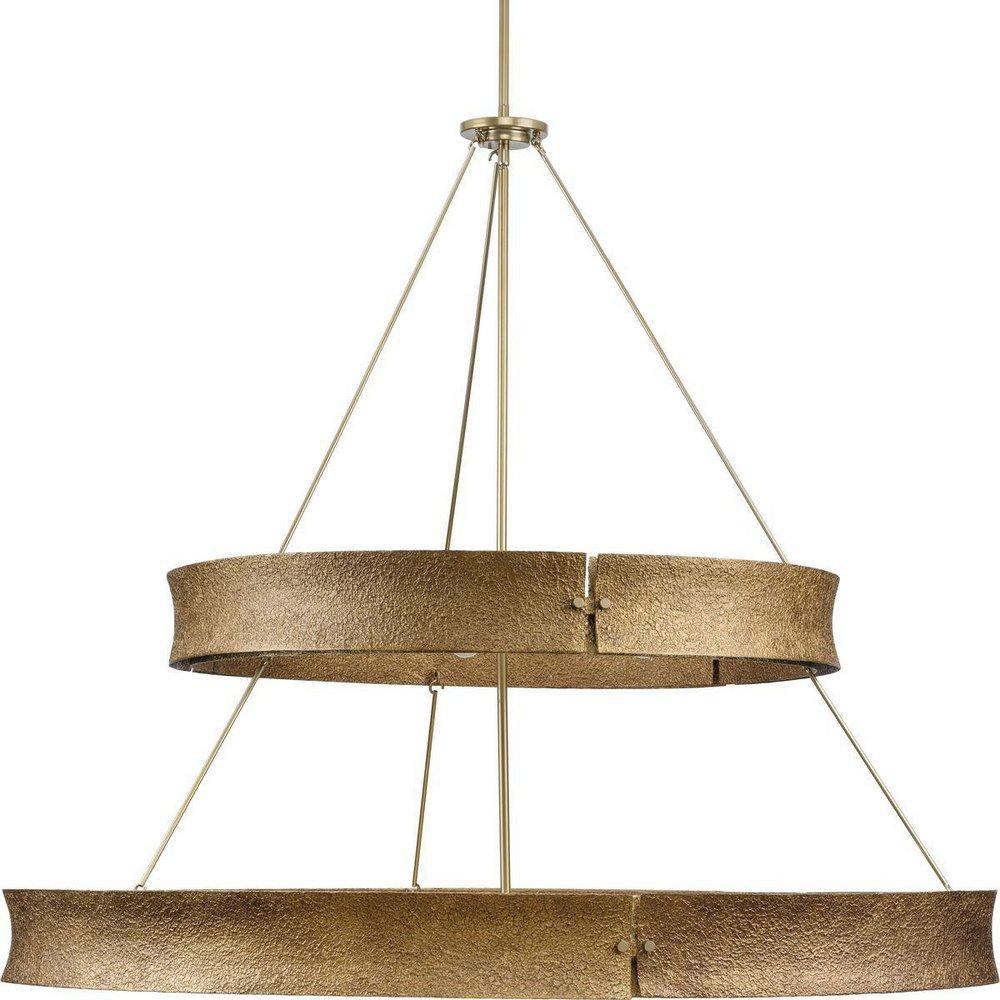Progress Lighting Lusail 780W 13 Light 48in. Wide Luxe Industrial Chandelier in Soft Gold