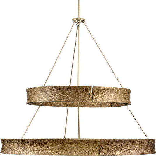 Progress Lighting Lusail 780W 13 Light 48in. Wide Luxe Industrial Chandelier in Soft Gold