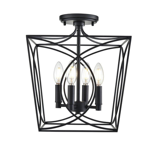 Millennium Lighting Tracy 4-Light Semi-Flush Mount Ceiling Light in Matte Black
