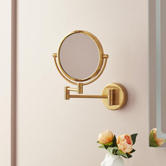 Signature Hardware Ramana Double-Sided Wall Mount Magnifying Mirror in Brushed Gold
