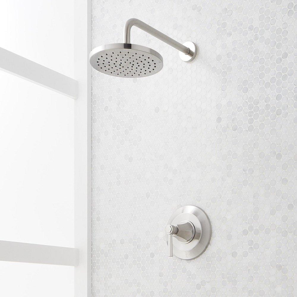 Signature Hardware Elita Pressure Balanced Shower Only Trim Package in Brushed Nickel with Lever Handle - Includes Valve