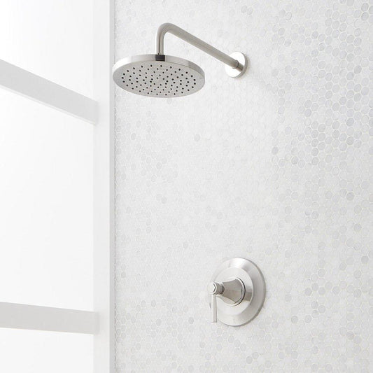 Signature Hardware Elita Pressure Balanced Shower Only Trim Package in Brushed Nickel with Lever Handle - Includes Valve