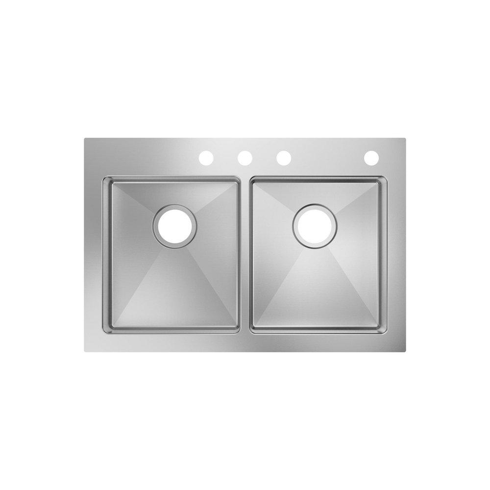 PROFLO® Sault Series 33 x 22 in. 4 Hole Stainless Steel Double Bowl Dual Mount Kitchen Sink