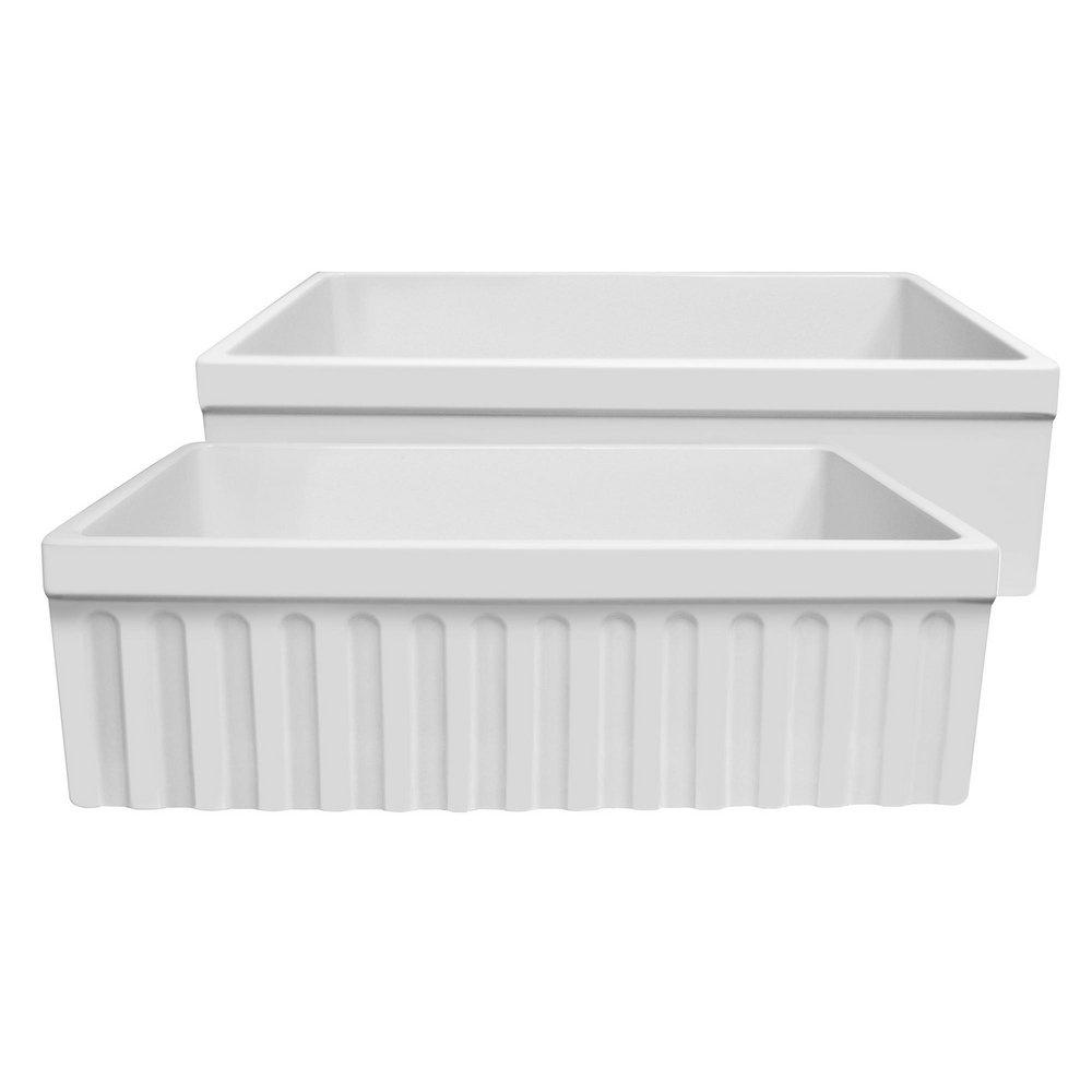 Whitehaus Collection Quatro Alcove 30 in. Farmhouse Fireclay Single Bowl Kitchen Sink in White