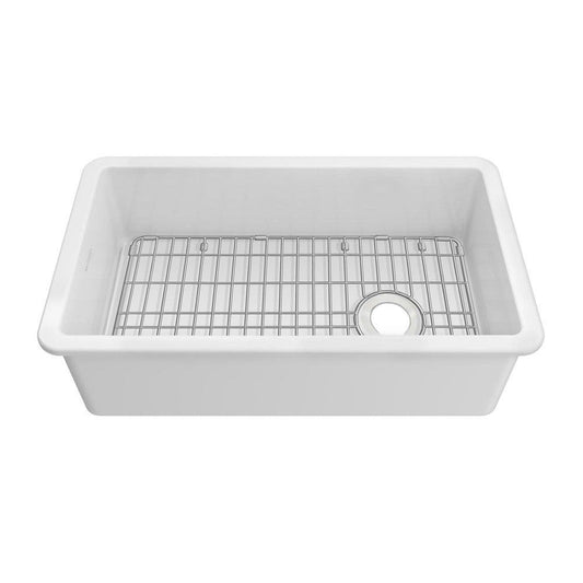 Whitehaus Collection Fireclay 31 in. Dual Mount Fireclay Single Bowl Kitchen Sink in White
