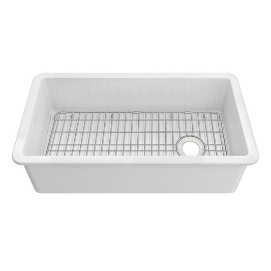 Whitehaus Collection Fireclay 34 in. Dual Mount Fireclay Single Bowl Kitchen Sink in White