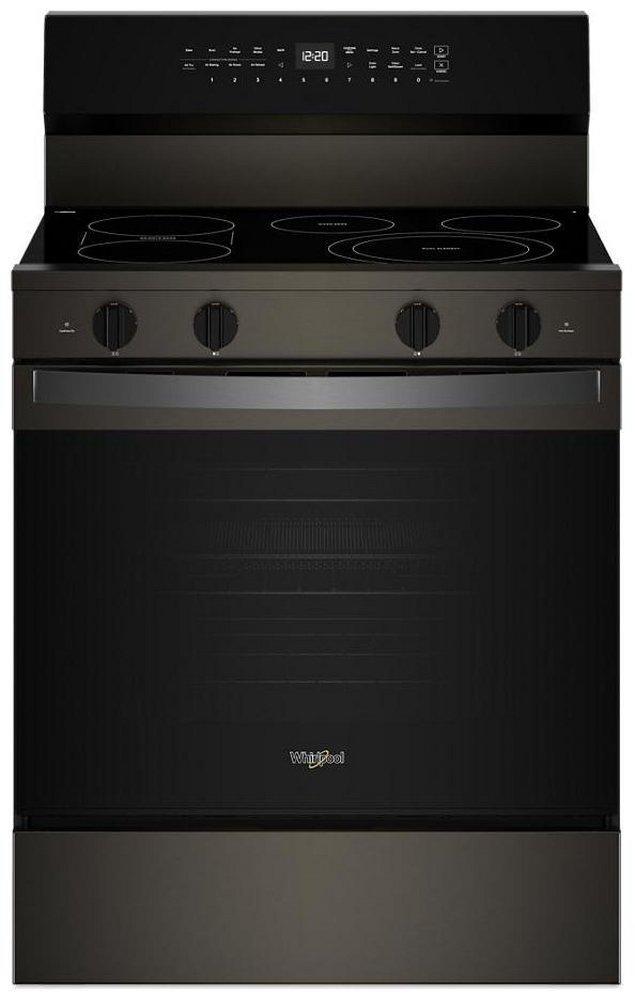 30 in. 4-Burner Smart Electric Freeestanding Range with Air Cooking Technology in Black Stainless