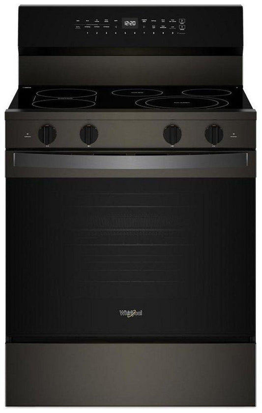 30 in. 4-Burner Smart Electric Freeestanding Range with Air Cooking Technology in Black Stainless