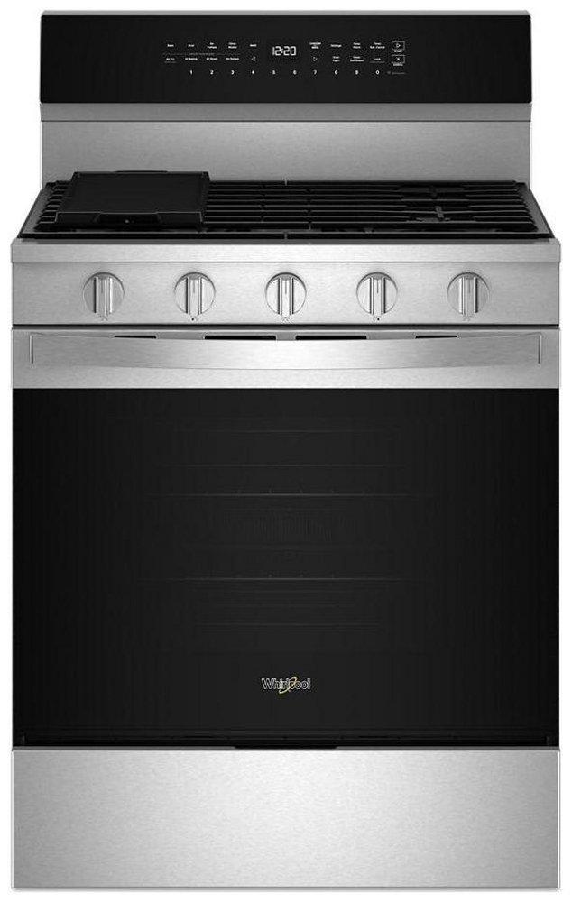 30 in. 4-Burner Smart Gas Freeestanding Range with Air Cooking Technology in Fingerprint Resistant Stainless Steel