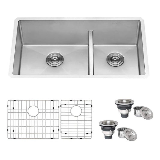 Ruvati Urbana 33 in. Undermount Stainless Steel Double Bowl Kitchen Sink
