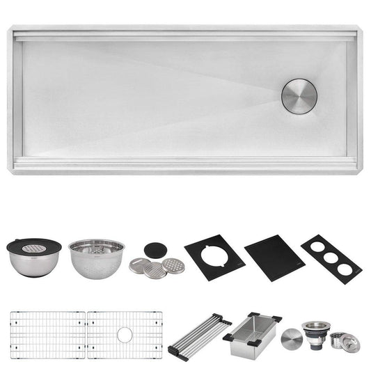 Ruvati Dual-Tier Nova 45 in. Undermount Stainless Steel Single Bowl Workstation Kitchen Sink