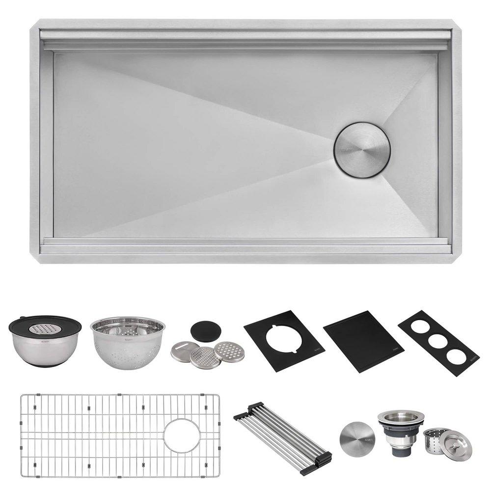 Ruvati Dual-Tier Nova 33-1/2 in. Undermount Stainless Steel Single Bowl Workstation Kitchen Sink