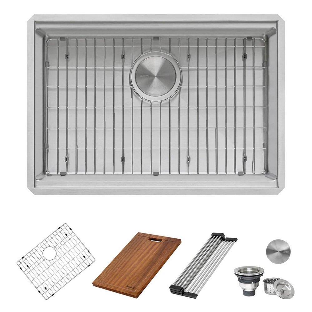 Ruvati Roma Pro 27 in. Undermount Stainless Steel Single Bowl Workstation Kitchen Sink