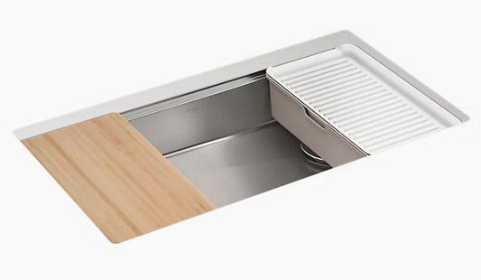 KOHLER Strive 32 in. Undermount Stainless Steel Single Bowl Workstation Kitchen Sink