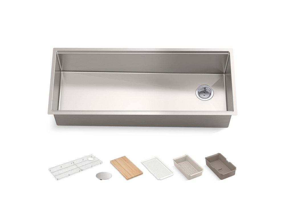 KOHLER Strive® 44 in. Undermount Stainless Steel Single Bowl Workstation Kitchen Sink