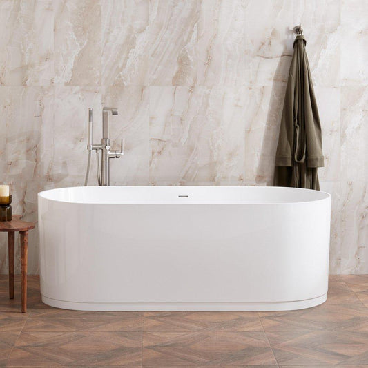 Signature Hardware Lolani 66 in. Freestanding Bathtub with Center Drain in White