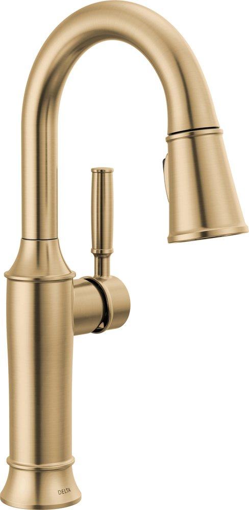 Delta Faucet Renaldi Single Handle Pull Down Bar Faucet in Lumicoat® Champagne Bronze