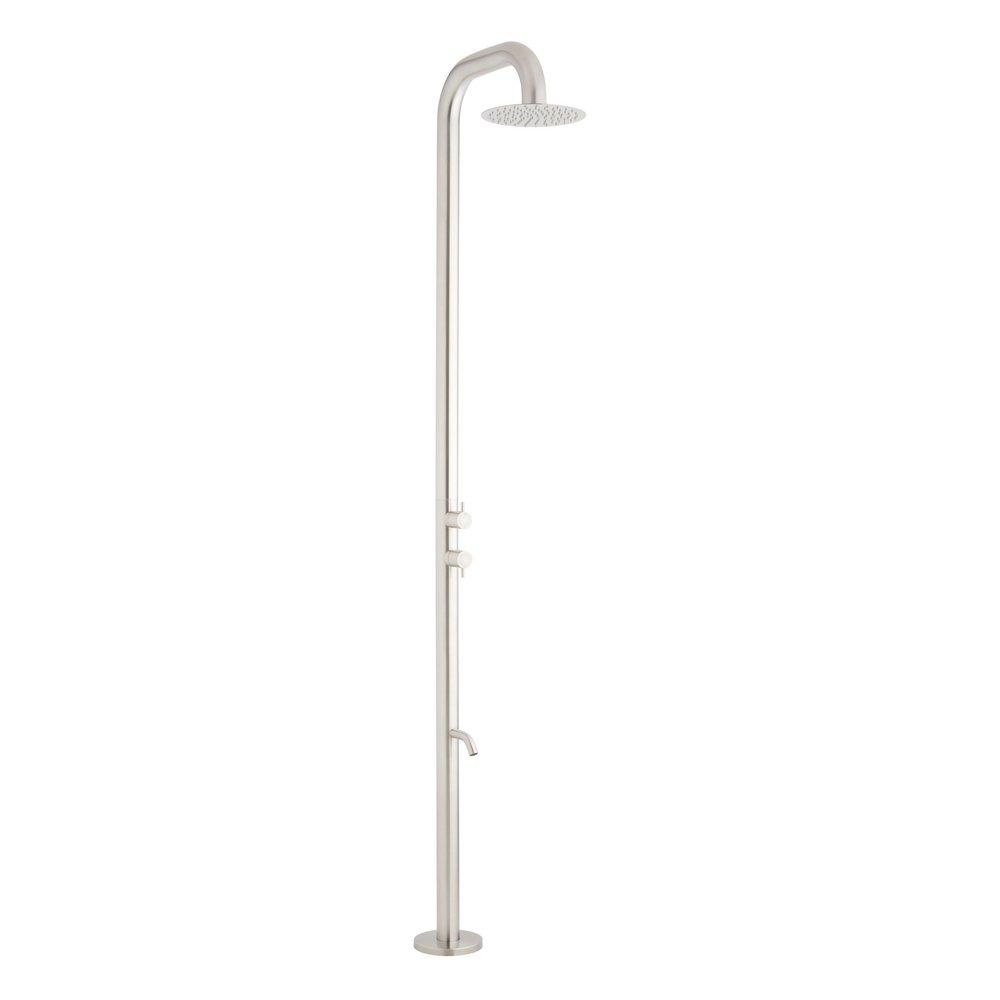 Signature Hardware Marisol Freestanding Stainless Steel Outdoor Shower with Foot Wash