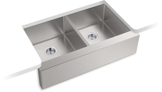 KOHLER Strive® 34 in. Farmhouse Stainless Steel Double Bowl Kitchen Sink