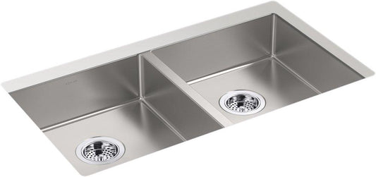 KOHLER Strive® 32 in. Undermount Stainless Steel Double Bowl Kitchen Sink