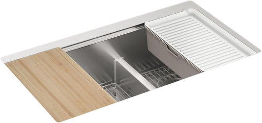 KOHLER Strive® 32 in. Undermount Stainless Steel Double Bowl Workstation Kitchen Sink