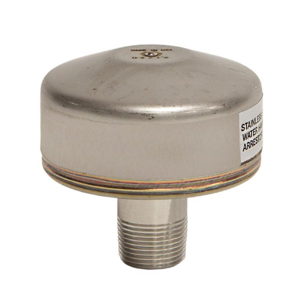 Watts SS-SERIES shock arrestor pre-charged ss body ss bellows 3/4 in male ips 1-11 fixture units 150 psi working pressure 100 f to 300 f temp range