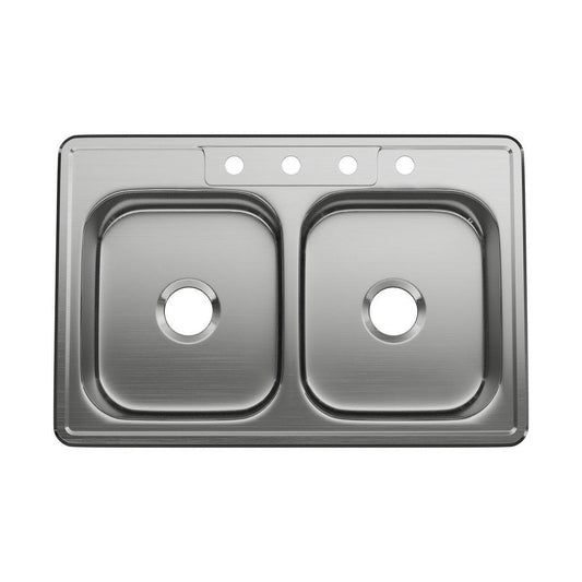 PROFLO® Bealeton 33 x 22 in. 4 Hole Stainless Steel Double Bowl Drop-in Kitchen Sink