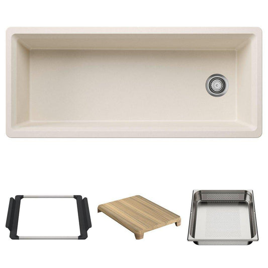 BLANCO Inteos 45 in. Undermount Silgranit Single Bowl Workstation Kitchen Sink in Soft White