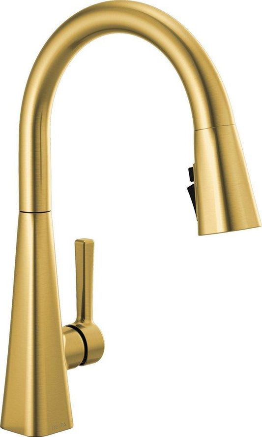Delta Faucet Lenta™ Single Handle Pull Down Kitchen Faucet in Brushed Gold
