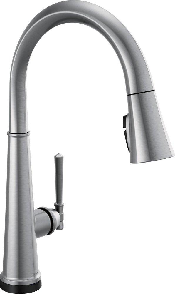 Delta Faucet Emmeline™ Single Handle Pull Down Kitchen Faucet in Lumicoat® Arctic Stainless