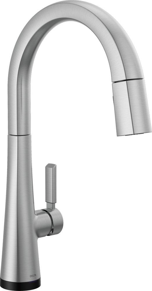 Delta Faucet Monrovia® Single Handle Touchless Kitchen Faucet in Lumicoat® Arctic Stainless