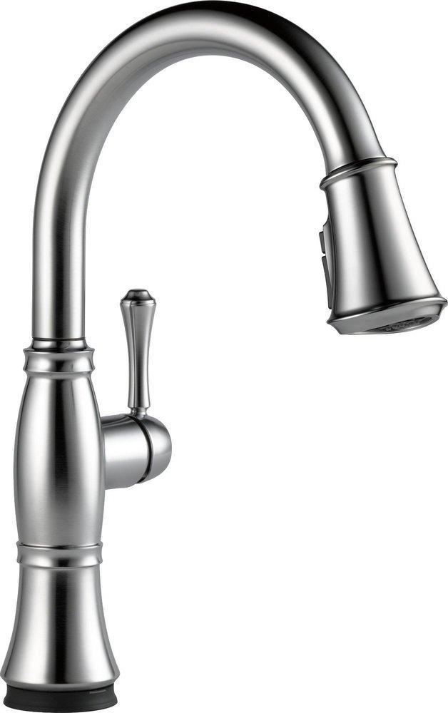 Delta Faucet Cassidy™ Single Handle Pull Down Kitchen Faucet in Lumicoat® Arctic Stainless