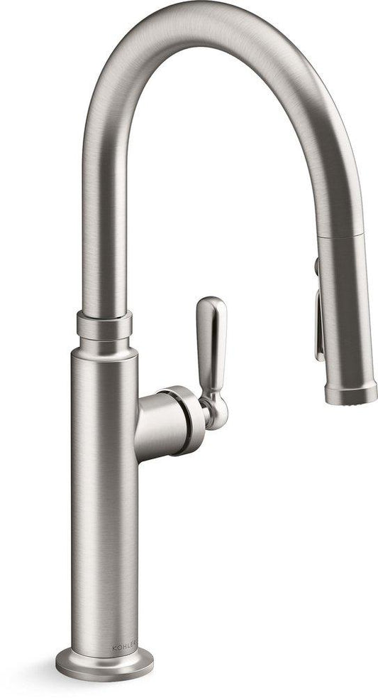 KOHLER Edalyn™ by Studio McGee Single Handle Pull Down Touchless Kitchen Faucet in Spot Free Brushed Brass/Matte Black