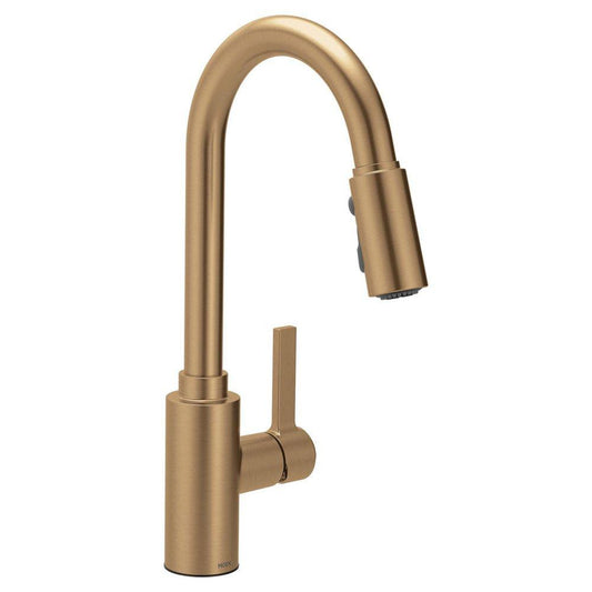 Moen Genta Single Handle Pull Down Kitchen Faucet in Bronzed Gold
