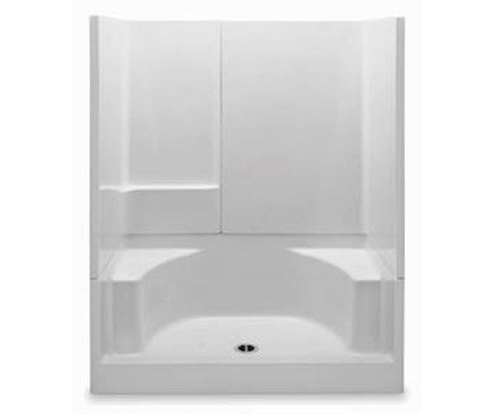 Aquatic Remodeline Sectionals 60 x 34 in. Alcove 3-Piece Shower Unit with Seat in White