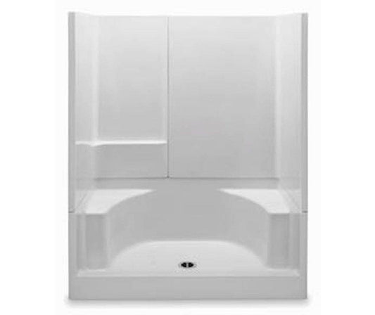 Aquatic Remodeline Sectionals 60 x 34 in. Alcove 3-Piece Shower Unit with Seat in White