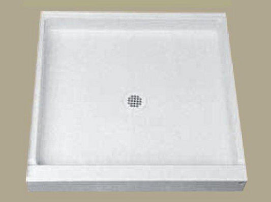 Florestone The Edge 42 in. x 42 in. Shower Base with Center Drain in White