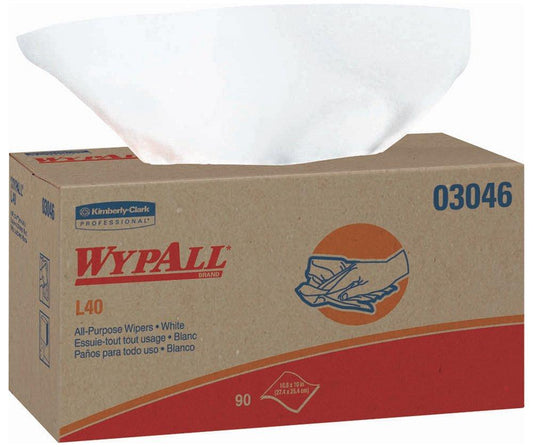 WypAll® L40 10 in. Pop-Up Wipes Box In White (90 per Box)